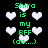 Green pixelated text reads "Shira is my BFF (ae...)" over a black background with white heart shapes, with visible animation changes in heart positions.