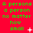 A red background with green text repeating 'A persons a person no matter how small' and white pixelated symbols in three