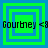 Four identical square with green and blue concentric borders display "Gourbney <8" text over a blue background