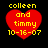 Four red heart-shaped icons with yellow text 'colleen and timmy 10-16-07' on black background, two showing pixelated edges.