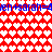 Red and white pixelated heart pattern with blue text repeating 'en+sarah=4' at top and bottom, no visible animation changes.