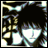 A 48x48 pixel animated buddy icon featuring a character with spiky black hair and white eyes against a dark background, paired with text reading "Anime IM" and "cOm" on the right side of a contact sheet layout.