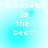 Pixelated text 'Elizebeth is the best!!' on a light blue gradient background with subtle circular patterns.