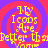 Yellow text on a purple and red spiral background with repeated phrases.