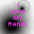 Four- of grayscale backgrounds with pink text reading 'I Love My Frends' and animated black circular shapes