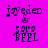 Pixelated text and symbols on a bright pink background with alternating light pink rectangular overlays.