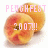 Pixelated peach with pink text overlays reading 'PEACHFEST' and '2007!!' on a white background.