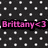 Pixelated text 'Brittany<3' in pink with black outline on dark background with white square pattern.