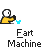 Pixel art icon set showing a yellow figure interacting with a machine, displaying multiple text bubbles and animation states.