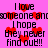 Pixelated text on a pink background with red heart shapes, repeating 'I love someone and someone am I hope they never find out!!' in black block letters.