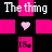 A 3x2 contact sheet of a pixelated animated icon featuring repeated text and heart symbols on a black background with pink rectangular overlays.