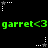 Green text 'garret<3' repeated twice on black background with animated white and gray star icons moving in a pattern