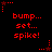 Red pixelated text and star symbols on a black background, with repeated phrases and animated star movements.