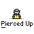 Pixelated character with bald head and yellow jacket, displaying multiple facial expressions including closed eyes, open mouth, and red tongue, with text below.