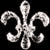 A black-and-white animated icon featuring a stylized fleur-de-lis, the word 'down', and a face with a cigarette.