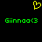 Yellow pixelated heart symbol above two green text lines reading 'Giinnoa<3' on black background.