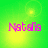 Green background with yellow light effects and pink text reading 'Natalia' in four quadrants, each with distinct light positioning.