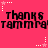 Pixelated text repeats 'thanks' and 'tammyra' on a bright pink background with white star outlines.