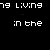 Animated text sequence displaying 'in the shadow' and 'living in a new day' with pixelated white characters on black background, showing progressive text appearance.