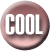 Two circular icons with gradient backgrounds display the word COOL in bold white letters, one brownish-pink and one purple.