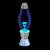 Animated lava lamp icon with blue liquid and white base, showing sequential motion of liquid rising and falling across frames.