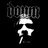 Pixelated black-and-white icon shows a white figure with outstretched arms beneath stylized text on a dark background.