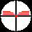 circular white icons with red horizontal lines and a central red dot, showing sequential animation frames where black silhouettes shift position across the circles
