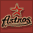 Pixelated Houston Astros icon with red star, 'Astros' text, Texas shape, and mascot in blue uniform on beige background.
