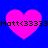Four identical pink hearts on blue background with black text "Matt(33333Matt(33333" overlaid horizontally across each heart.