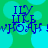 Pixelated blue text 'ILY LIKE WHO AM' on a green background with light blue circular patterns, repeated in four quadrants.
