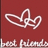 Red background with white interlocking hearts and partial 'best friends' text, surrounded by name placeholders on a
