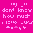 Pixelated text on bright pink background with repeated phrases and heart symbols.