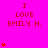 A bright pink background displays repeated text "I LOVE EMILY H." with varying red heart counts in a