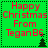 Green background with red text reading 'Happy Christmas From Tegan B6' and a small dark green tree icon, displayed in four identical arranged in a