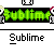 Animated contact sheet of a Sublime-themed buddy icon featuring pixelated stick figures and green text across multiple frames with varying character arrangements.
