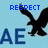 Blue background with black eagle silhouette and blue text reading RESPECT THE EAGLE above AE letters.