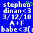 Blue background with white pixelated text displaying 'stephen dinan<3 3/12/10 A+F babe<3(:' and a green heart symbol above 'stephen' in the left
