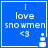 Blue square icon with white text "I love snowmen <3" and a small pixelated snowman graphic in the bottom-right corner.