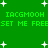 Green background with white star shapes and repeated green text reading 'IACGMOOH SET ME FREE' in pixelated font.