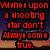 Pixelated red text on a dark background with orange horizon, displaying four distinct phrases in blocky font.