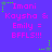 Purple background with repeated pink text "Imani Kaysha & Emily = BFFLS!!!" and green star accents in a pattern