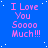Blue background with white dots and repeated pink text "I Love You Soooo Much!!!" in a pattern