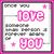 Two side-by-side pixelated images display 'love' and 'you' in pink text with stars, differing only in border color.
