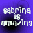 Pixelated text on a purple background reads "sabrina is amazing" with slight variations in letter alignment across four views.