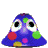 A 3x3 grid of nine colorful, cartoonish mushroom-shaped icons with large eyes and polka dots on various colored caps.
