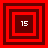 Four red and dark brown square frames with white '15' text in the center, arranged in a on a solid red background