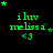 Green text and star graphics on black background with repeated 'iluv melissa <3' text and animated star positions.