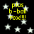 Black background with white stars and yellow text reading 'pius b-ball rox!!!!' repeated in four quadrants.