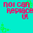 Cyan background with pink text reading 'noi can Replace U!' and green square animations in four corners.