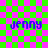 Pixelated blue text 'jenny' on a green and pink checkered background with overlays in some views